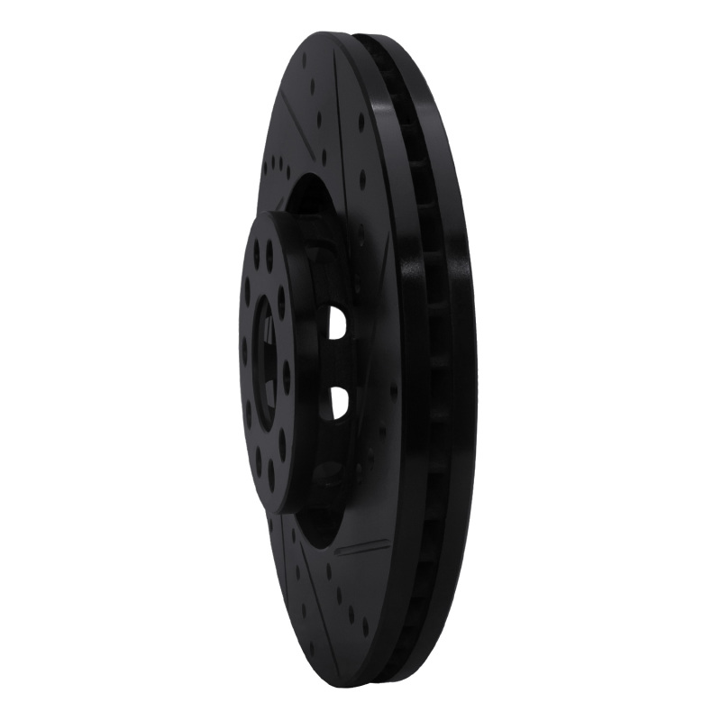 Volkswagen Passat Brake Rotor (1) - Front Right - R1 Concepts - Drilled & Slotted - Black - `02-`05